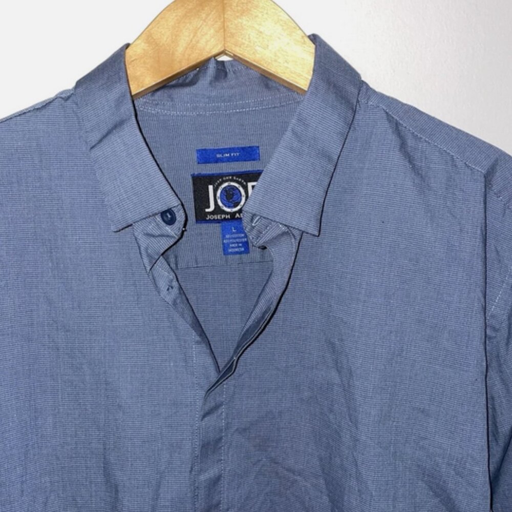Joseph Abboud Large Men’s Button Down Shirt Slim Fit Blue Long Sleeve